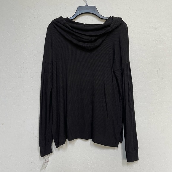 PST Los Angeles By Project Social T Black Ribbed Long Sleeve Hoodie … - Picture 3 of 9